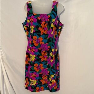 Spencer Jeremy Womens Floral Square-Neck Tank Dress Size 10 100% Silk